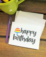 Happy Birthday with Cake Note Cards