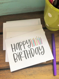 Happy Birthday with Candles Note Cards