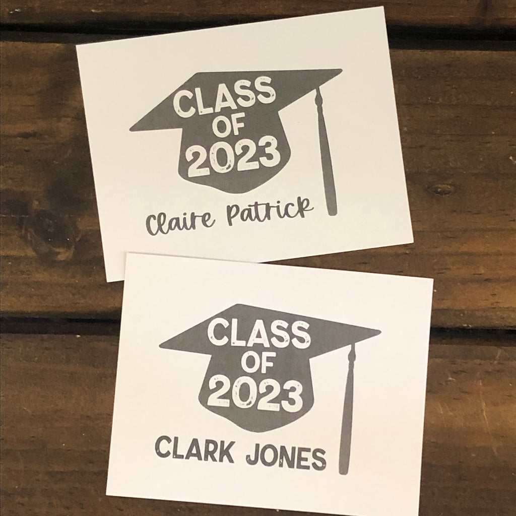 Graduation Cap with Year Personalized Note Cards – DoodleBugsPaper