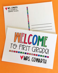Multicolored Welcome Personalized Teacher Postcards