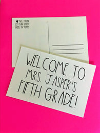 Simple Welcome Personalized Teacher Postcards