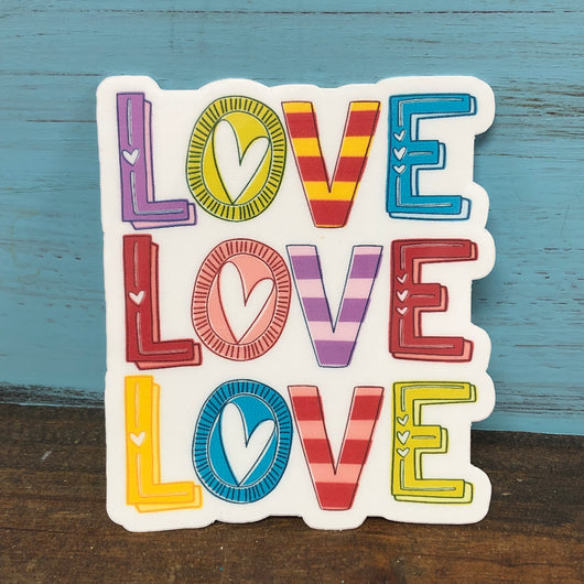 Love Love Love Vinyl Waterproof Sticker