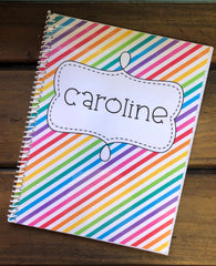 Rainbow Diagonal Stripes Personalized Side Spiral Notebook