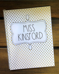 Gold Dots Personalized Side Spiral Notebook