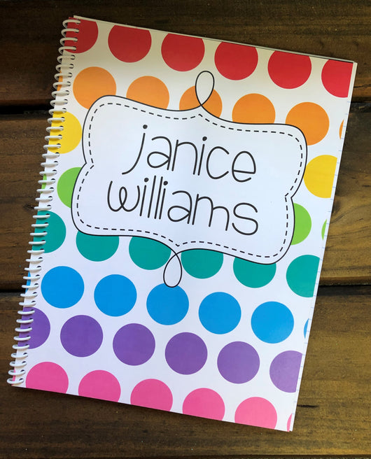 Big Rainbow Dots Personalized Side Spiral Notebook