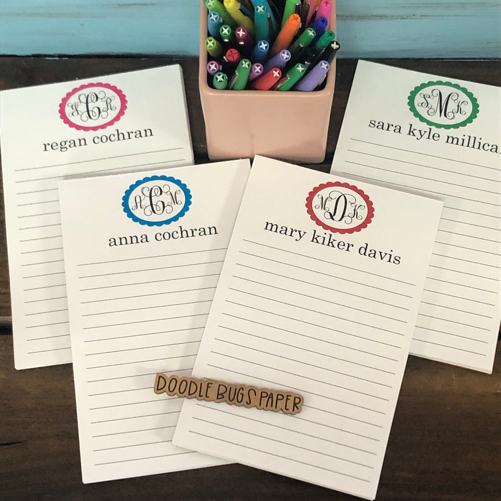Fancy Monogram Frame Personalized Notepad – DoodleBugsPaper