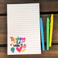 Teaching is a Work of Heart Large Notepad