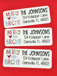 Multicolored Merry and Bright Christmas Address Labels