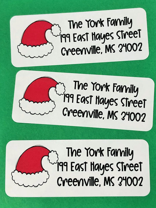 Santa Hat Christmas Address Labels