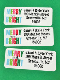 Block Merry and Bright Christmas Address Labels