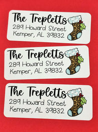Leopard Stocking Christmas Address Labels