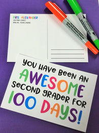 Awesome 100th Day Personalized Teacher Postcards