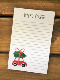 Little Red Christmas Car Personalized Notepad