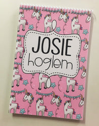 Unicorn Party Personalized Top Spiral Steno Notebook