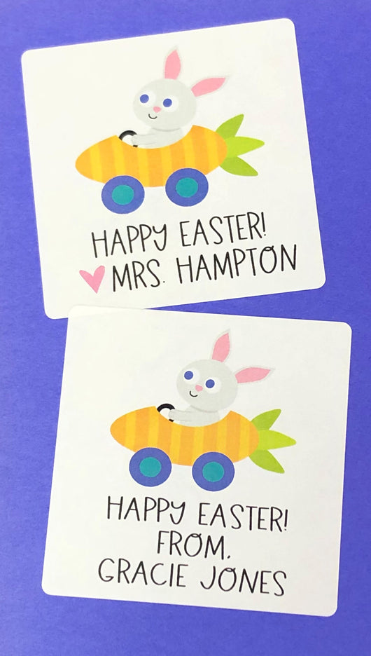 Carrot Car Easter Square Stickers