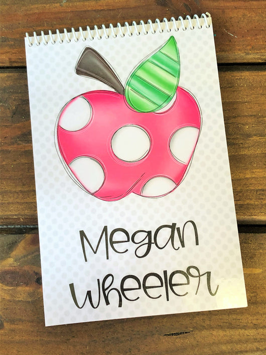 Polka Dot Apple Personalized Top Spiral Steno Notebook