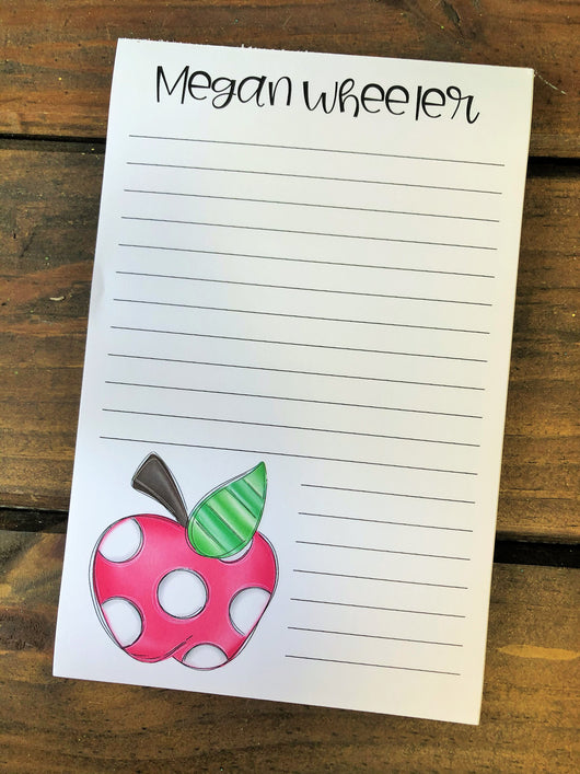 Polka Dot Apple Personalized Notepad