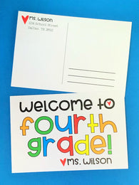 Primary Colors Welcome Teacher Postcards