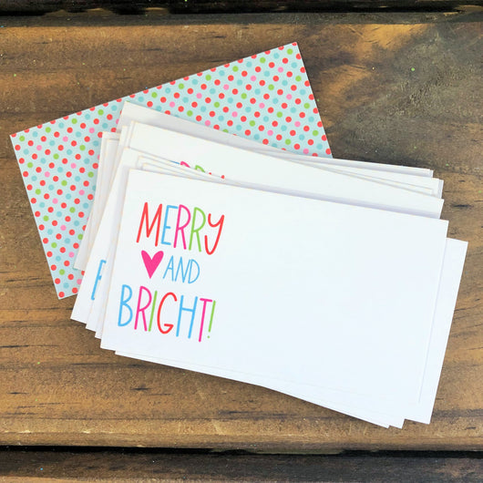 Merry and Bright with Heart Christmas Gift Tags