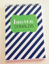 Navy Stripe Personalized Top Spiral Steno Notebook