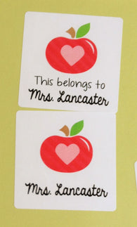 Apple Love Personalized Square Stickers