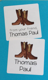 Cowboy Boots Personalized Square Stickers