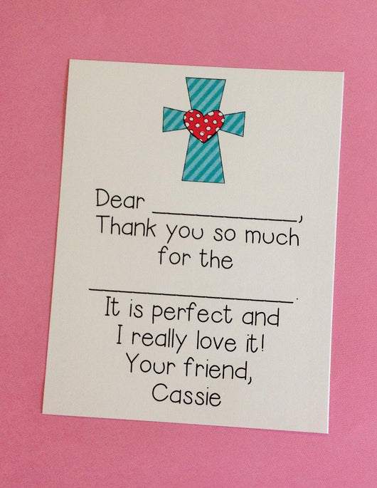Turquoise Cross Thank You Notes