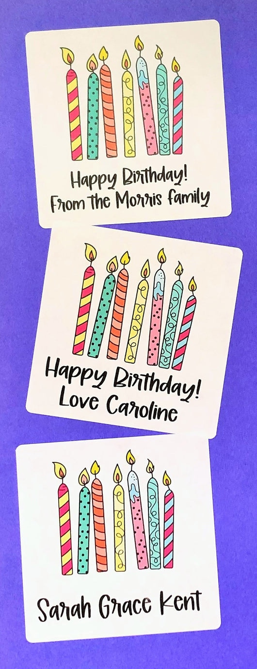 Birthday Candles Personalized Square Stickers