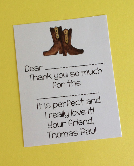 Cowboy Boots Thank You Notes
