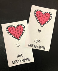Polka Dot Heart Valentine Treat Tags