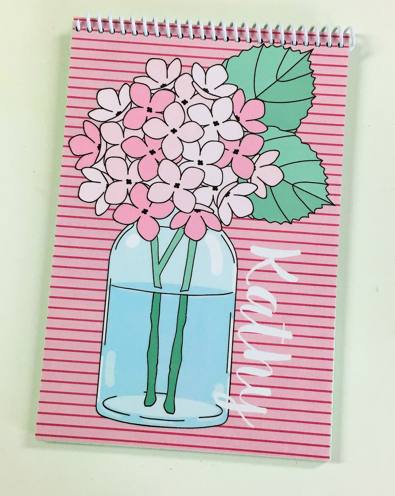 Hydrangeas Personalized Top Spiral Steno Notebook DoodleBugsPaper