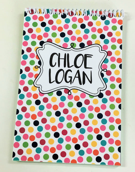 Confetti Dots Personalized Top Spiral Steno Notebook