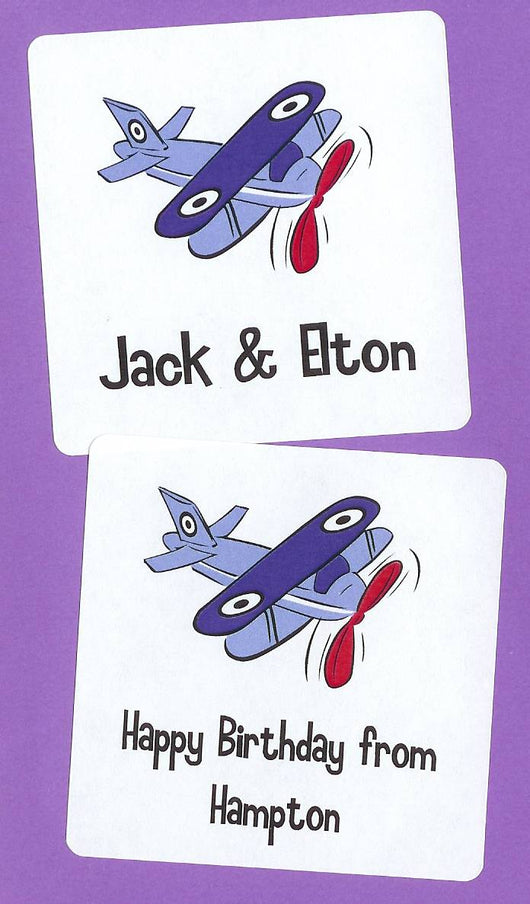 Airplane Personalized Square Stickers