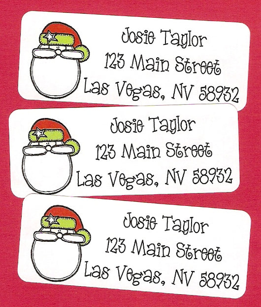 Big Beard Santa Christmas Address Labels
