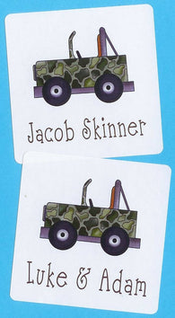 Camo Jeep Personalized Square Stickers