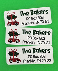 Little Red Car Christmas Address Labels