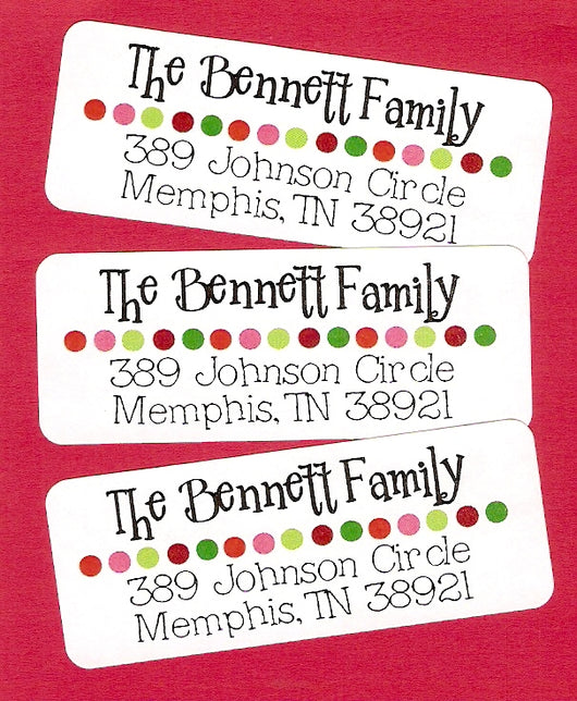 Christmas Polka Dot Line Christmas Address Labels