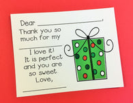 Christmas Gift Fill in the Blank Thank You Notes