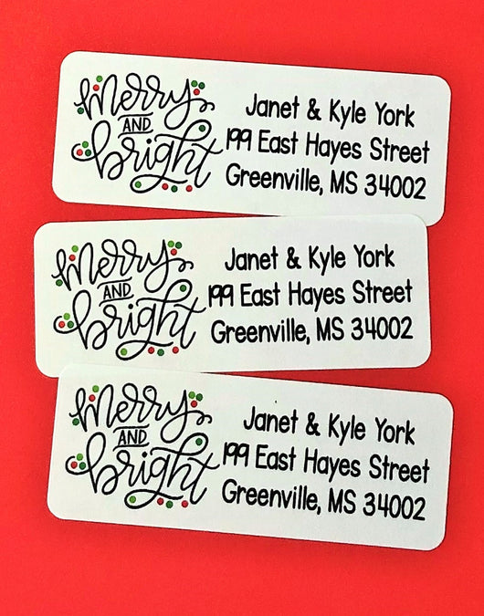 Merry and Bright Christmas Address Labels