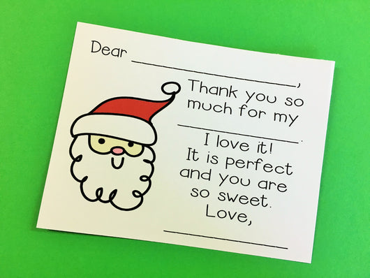 Doodle Santa Fill in the Blank Thank You Notes