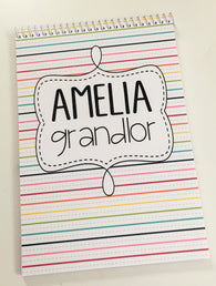 Dotted Rainbow Line Personalized Top Spiral Steno Notebook