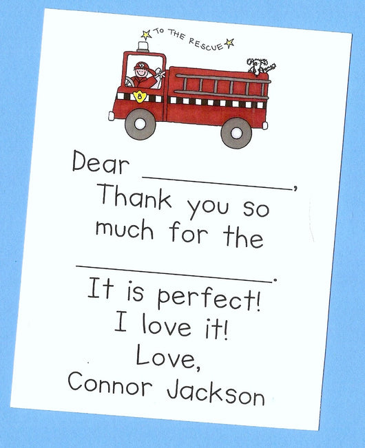 Fire Truck Thank You Notes