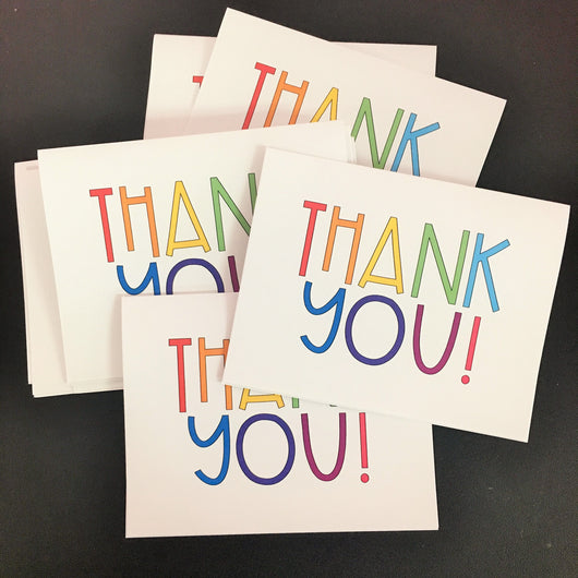 Rainbow Thank You Folded Note Cards