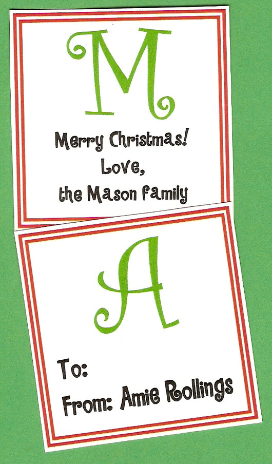 Big Initial Christmas Gift Tags