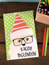 Santa with Glasses Personalized Top Spiral Notebook