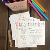 Multicolored Thanks Thank You Notes