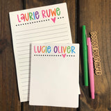 Rainbow Bright Name with Heart Personalized Notepad