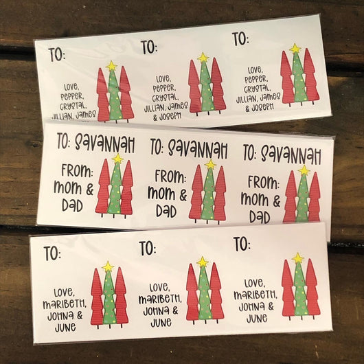 Red and Green Tall Trees Christmas Stickers – DoodleBugsPaper