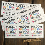 Rainbow Happy Birthday with  Heart Personalized Square Stickers