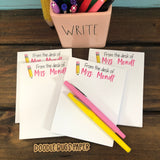 From the Desk of .. Yellow Pencil Personalized Notepad